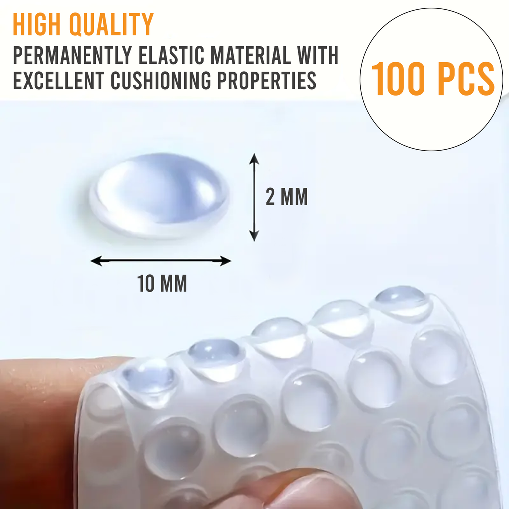 Self Adhesive Rubber Door Stoppers, Shock Absorbing Bumper Pads, Pack of 100