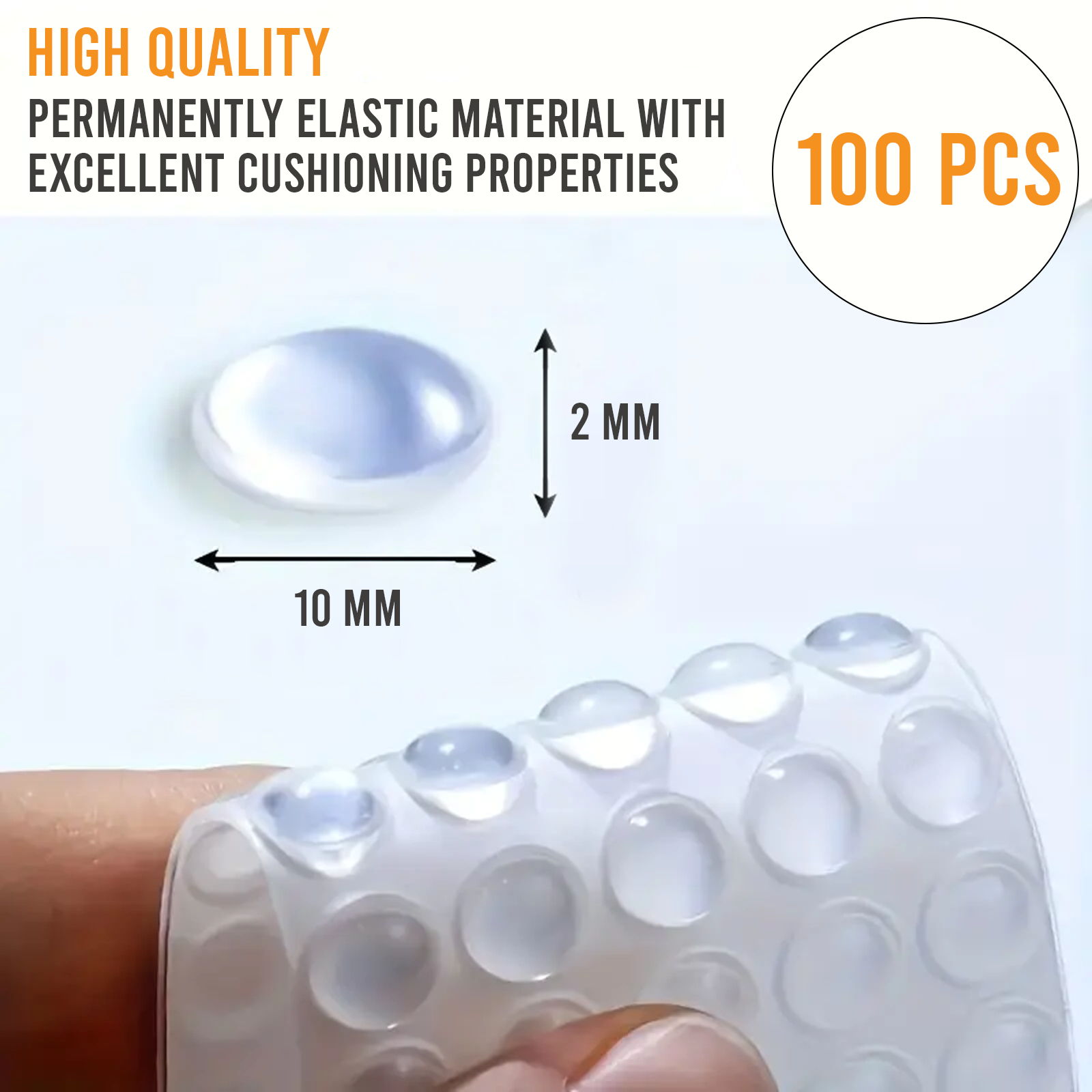 Self Adhesive Rubber Door Stoppers, Shock Absorbing Bumper Pads, Pack of 100