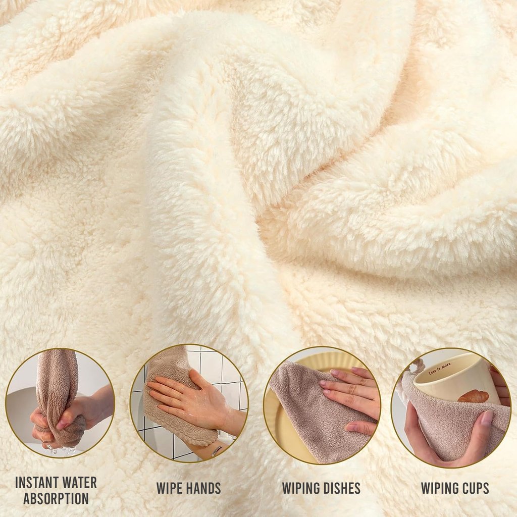 Coral Velvet Hand Towel with Hanging Loop, Soft & Absorbent, Pack of 1