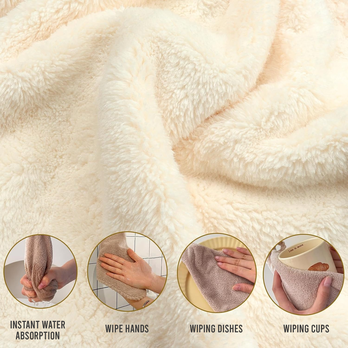 Coral Velvet Hand Towel with Hanging Loop, Soft & Absorbent, Pack of 1