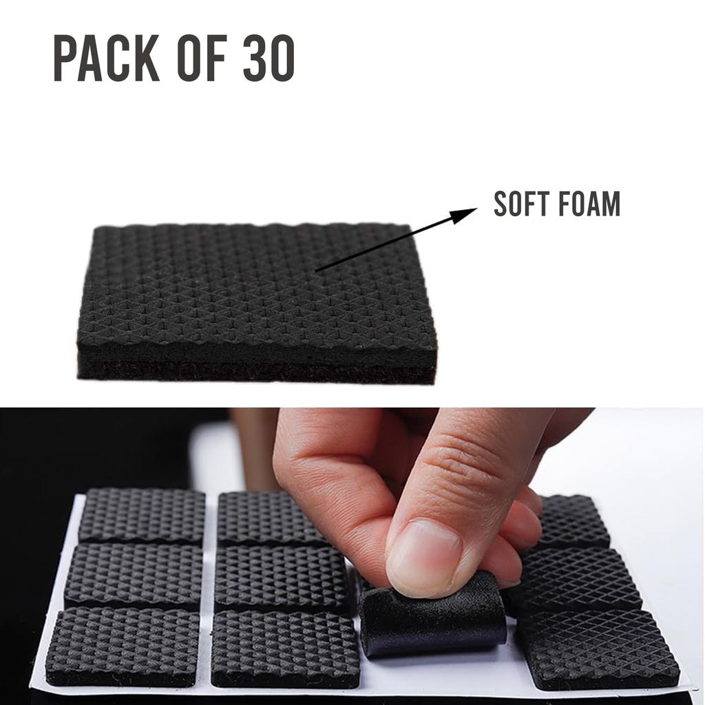 Silent Chair Leg Protectors, Anti Slip Noise Reducing Pads, Black, Pack of 30