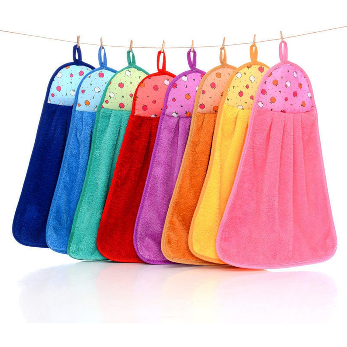 Coral Fleece Fingertip Towels with Hanging Loop, Soft & Absorbent, Pack of 3