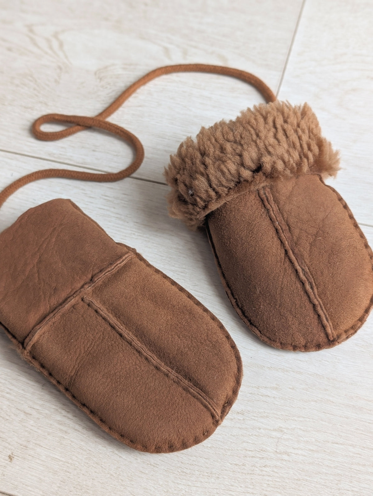 Baby Sheepskin Mittens, Split Palm & Turn Back Cuff