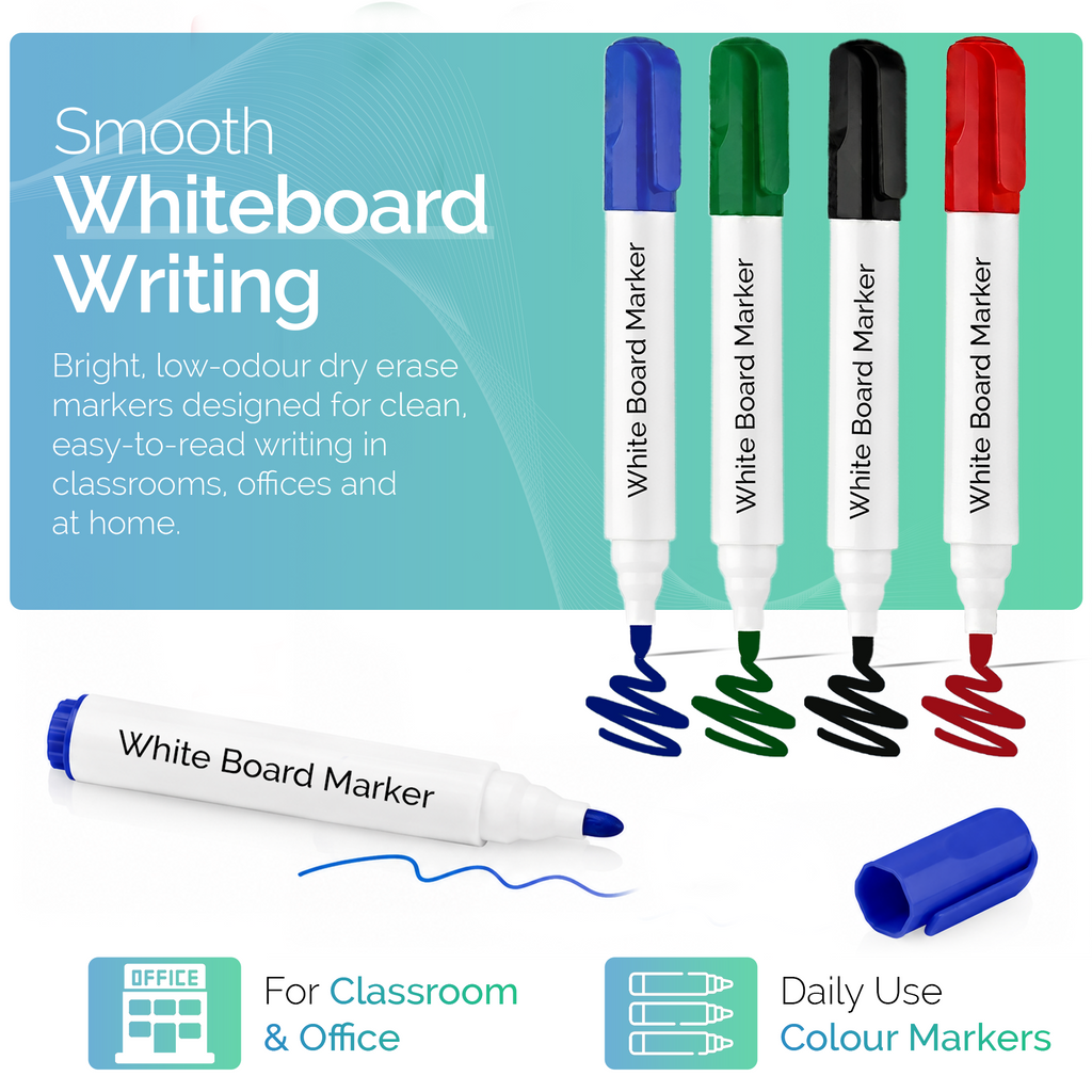 Whiteboard Marker Pens, Bullet Tip, Pack of 10