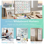 Whiteboard Marker Pens, Bullet Tip, Pack of 10