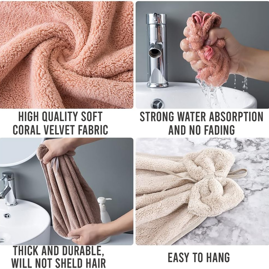 Coral Velvet Hand Towel with Hanging Loop, Soft & Absorbent, Pack of 1