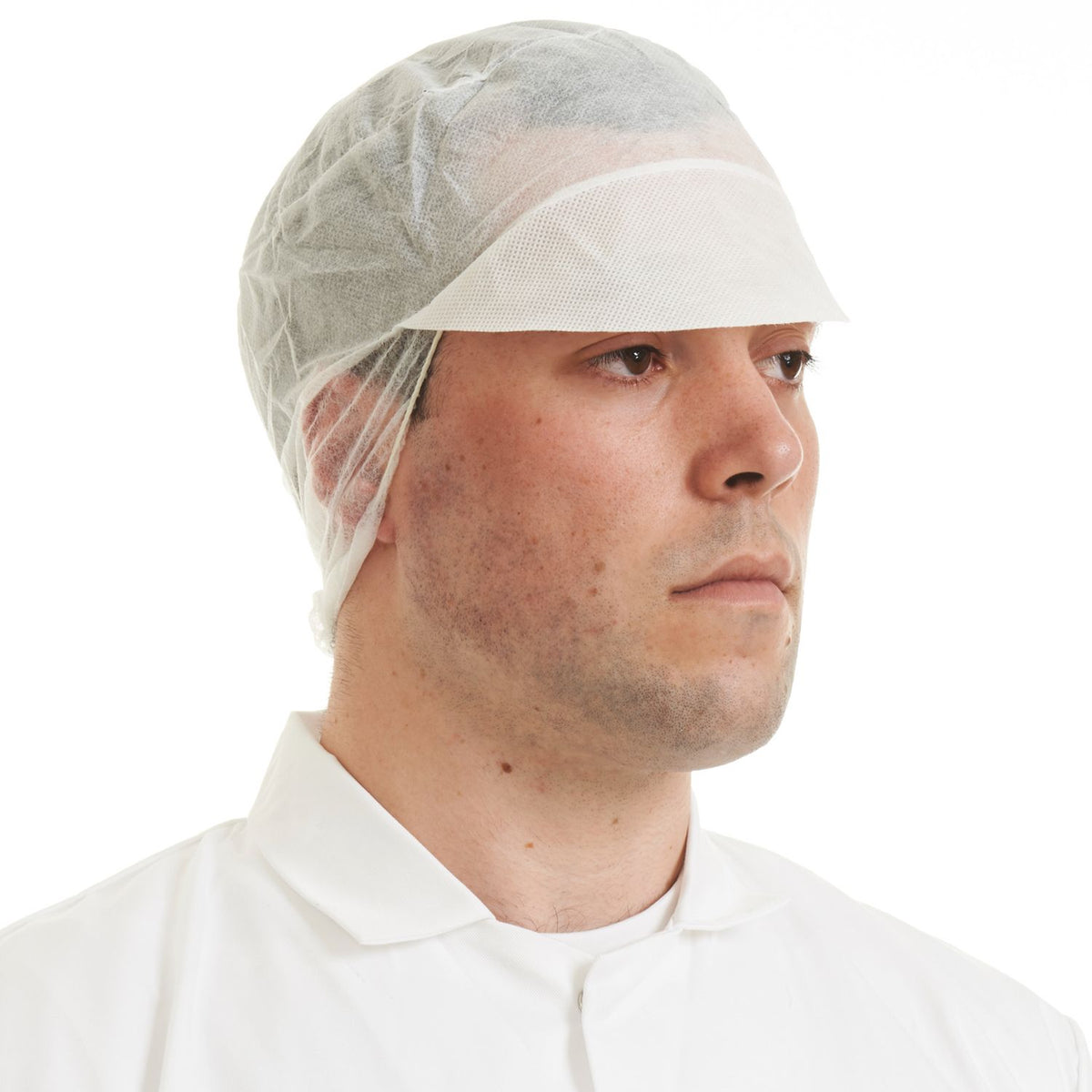 Disposable Snood Caps with Peak, Non Woven Hair Covers