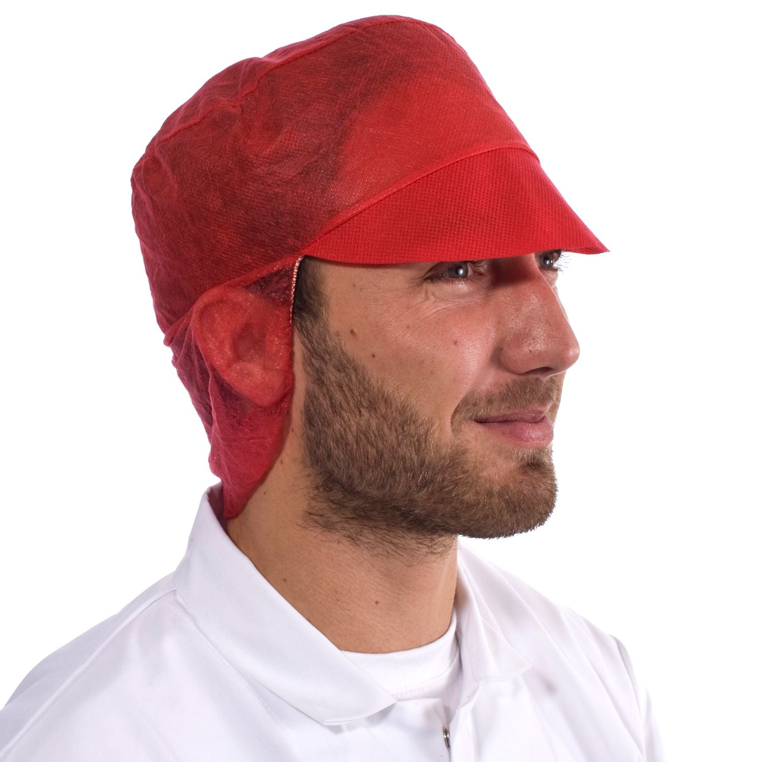 Disposable Snood Caps with Peak, Non Woven Hair Covers