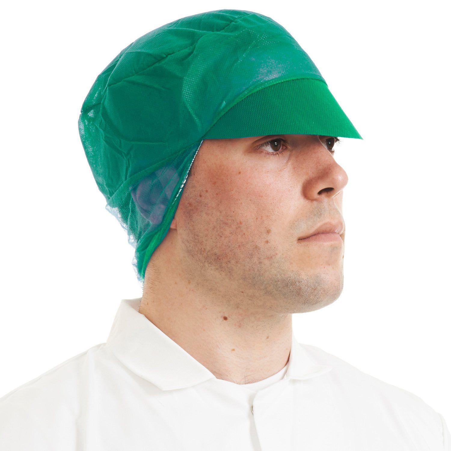 Disposable Snood Caps with Peak, Non Woven Hair Covers