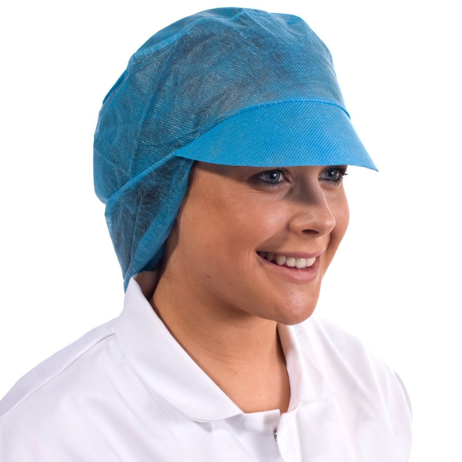 Disposable Snood Caps with Peak, Non Woven Hair Covers