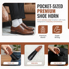 Short Metal Shoe Horn with Leather Strap, 17cm