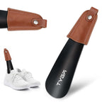 Short Metal Shoe Horn with Leather Strap, 17cm