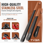 Metal Shoe Horn Set, Short to Extra Long, Leather Strap, 17cm, 42cm & 58cm
