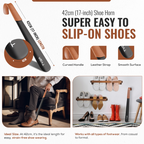 Metal Shoe Horn Set, Short to Extra Long, Leather Strap, 17cm, 42cm & 58cm