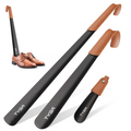 Metal Shoe Horn Set, Short to Extra Long, Leather Strap, 17cm, 42cm & 58cm