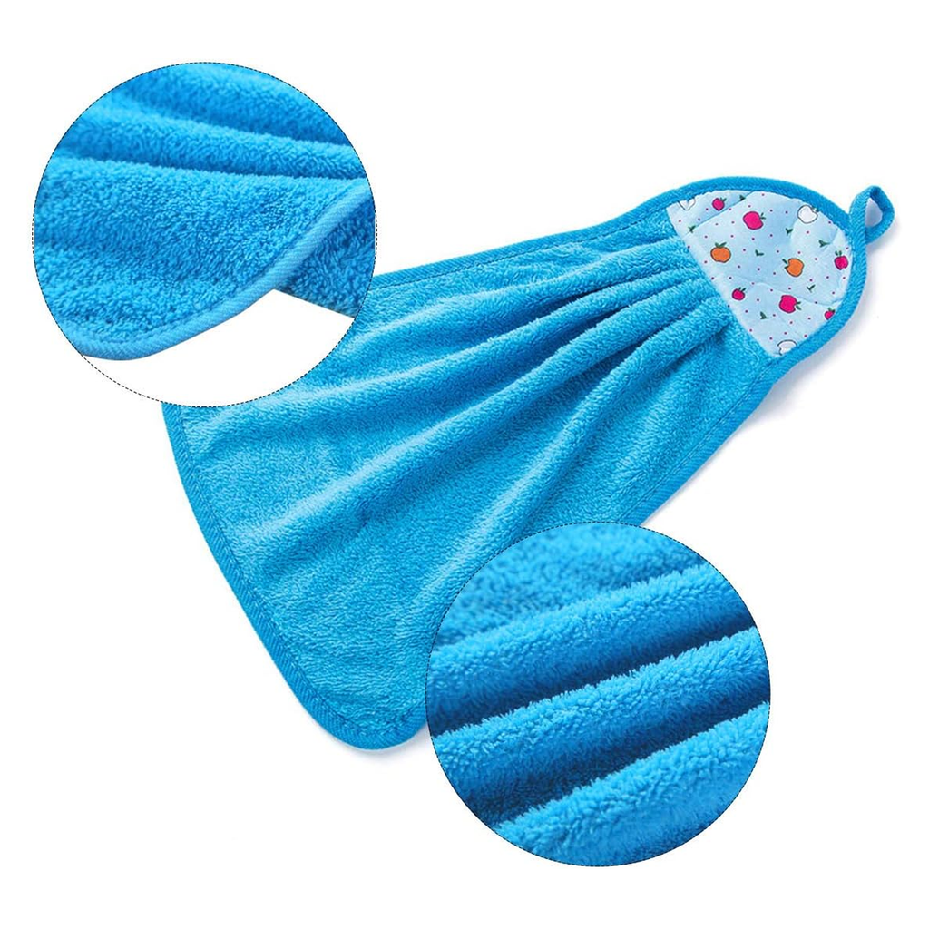 Coral Fleece Fingertip Towels with Hanging Loop, Soft & Absorbent, Pack of 3