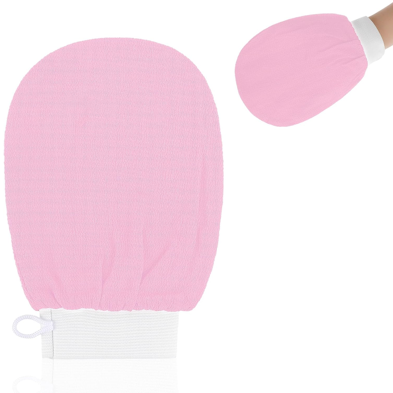 Deep Exfoliating Mitt, Viscose Fibre Scrub, Baby Pink, Pack of 1