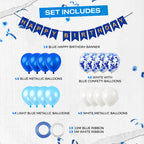Birthday Balloon Decoration Set, Blue, 16 Balloons