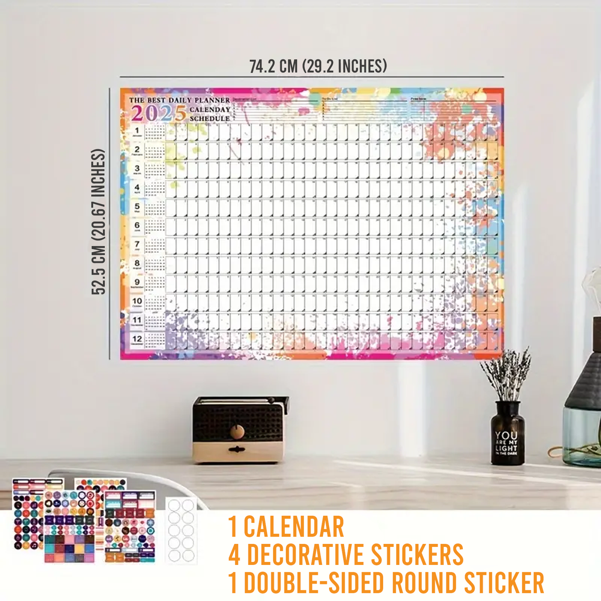 Large Wall Calendar, 12 Month Annual Planner, 2025, Pack of 1