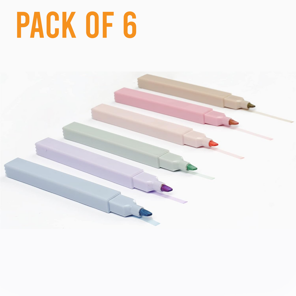 Doodle Highlighters, Soft Tip Pastel Markers, Pack of 6