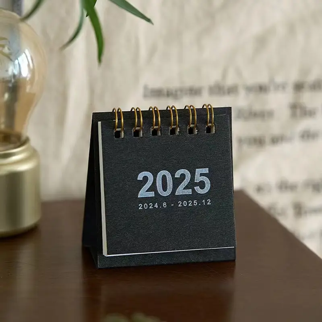 Flip Page Mini Desk Calendar with Memo Pad, Geometric Design, 2025