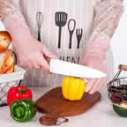 Floral Long Sleeve Rubber Gloves, Reusable & Flexible, 1 Pair