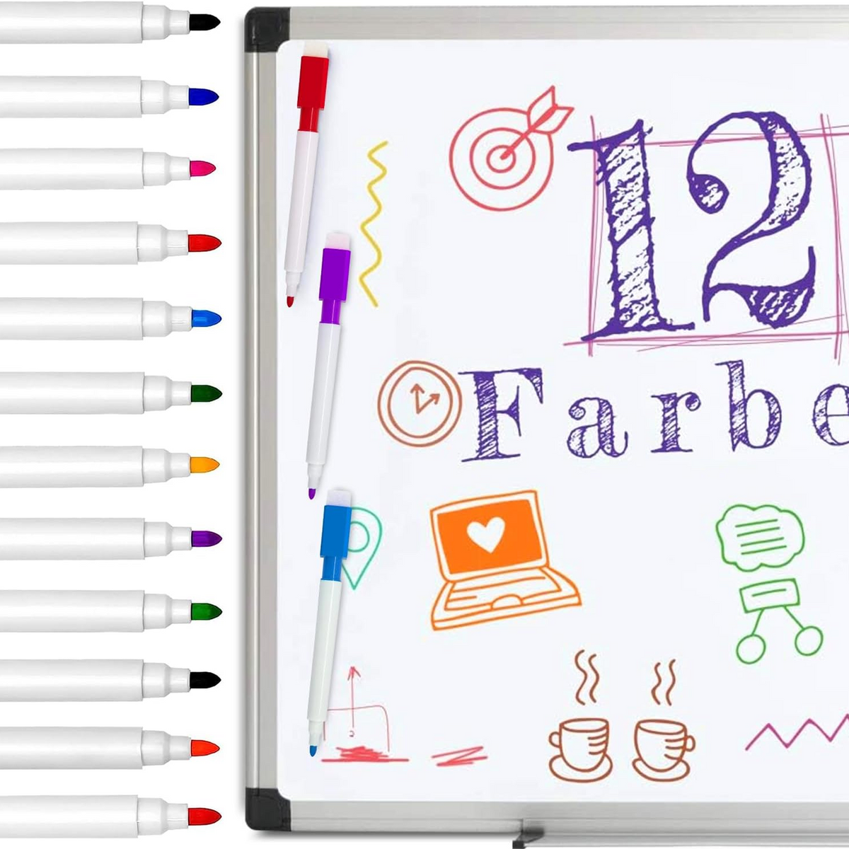 Erasable Magnetic Markers, Reusable Design, Pack of 4