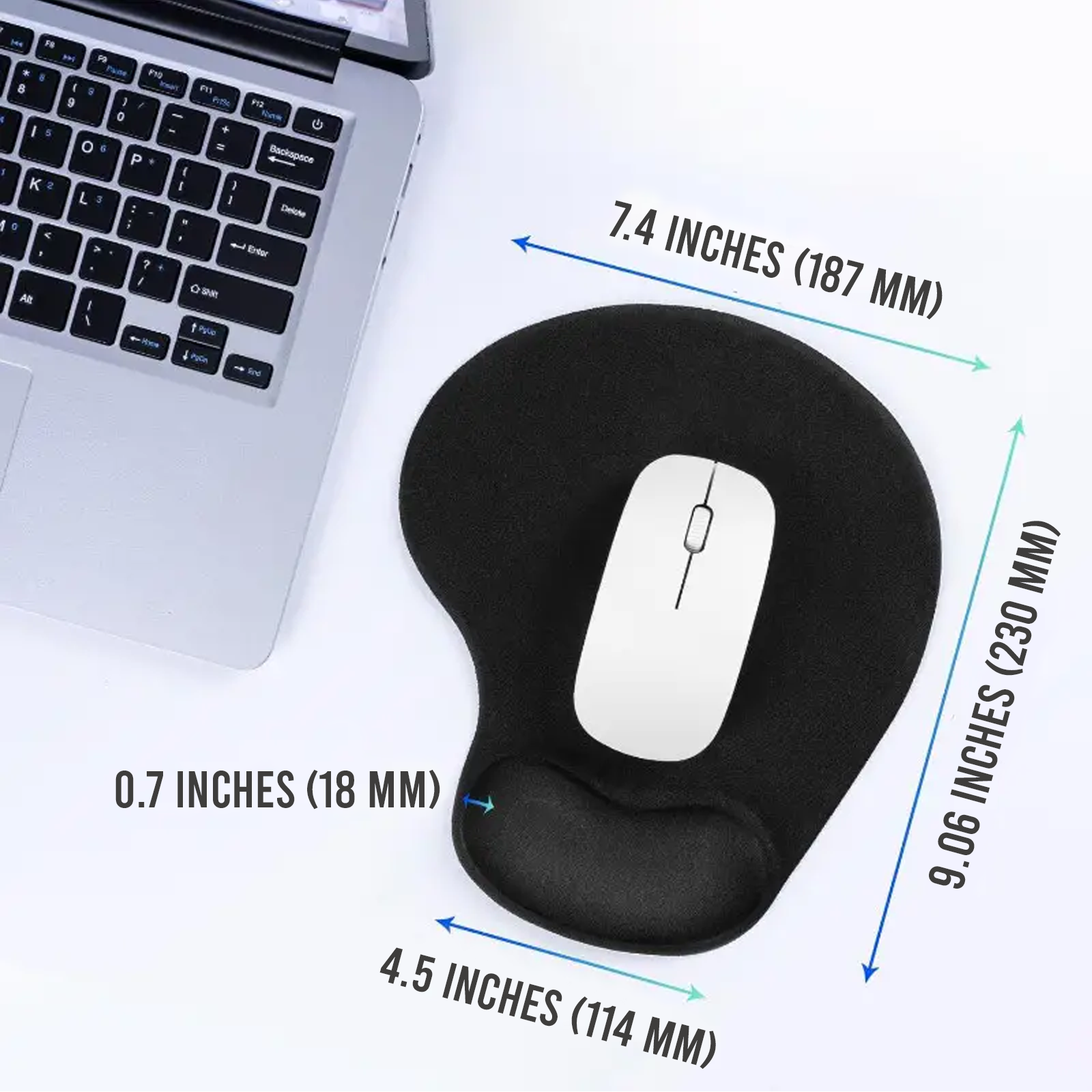Ergonomic Mouse Pad with Wrist Support, Memory Foam Design, Black, Pack of 1