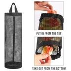 Wall Mounted Foldable Plastic Bag Holder, Reusable Storage Rack, Black, Pack of 1