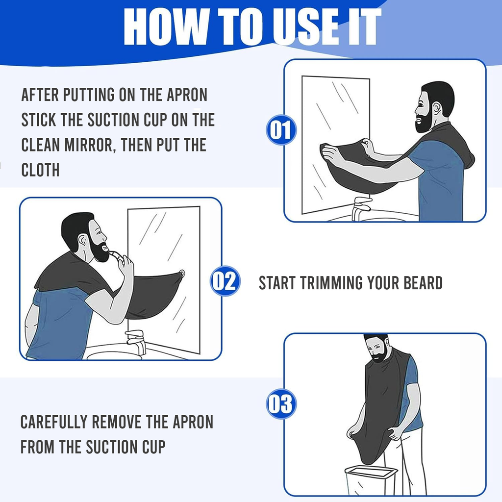 Beard Shaving Apron Cape, Waterproof Hair Catcher, Black