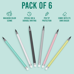 Pencils with Eraser, Reusable Inkless Design, Pack of 6
