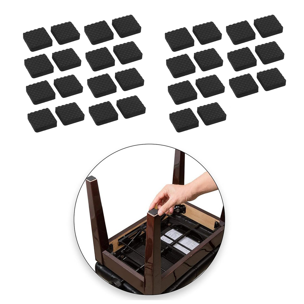 Silent Chair Leg Protectors, Anti Slip Noise Reducing Pads, Black, Pack of 30