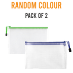 A4 Zipper Pocket File Bags, Clear Storage Pouches, 1 Pair