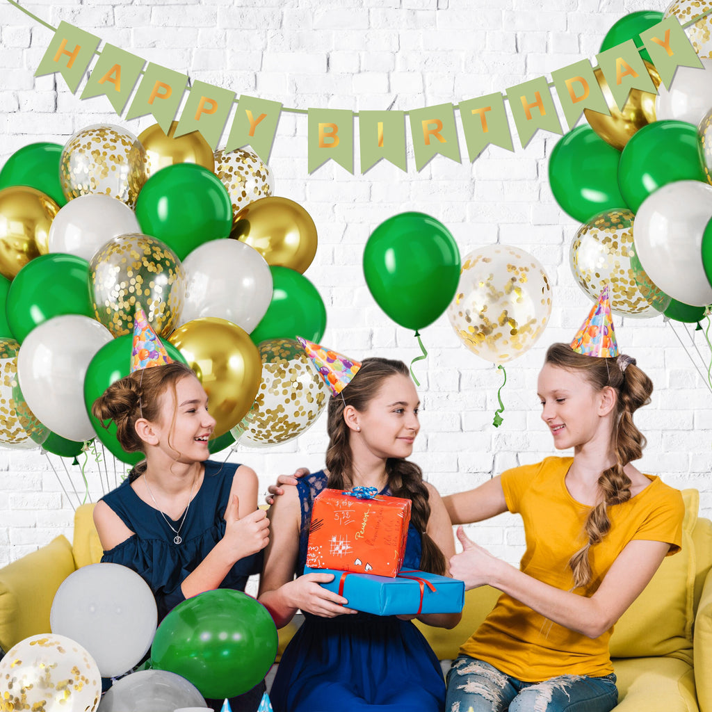 Birthday Balloon Decoration Set, Green, 16 Balloons