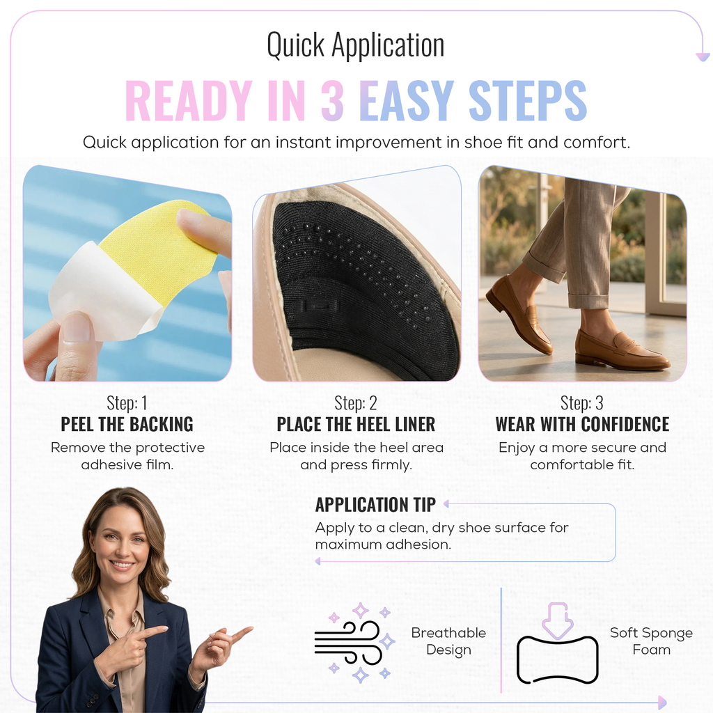 Self Adhesive Thick Heel Cushion Pads, Heel Inserts, 1 Pair