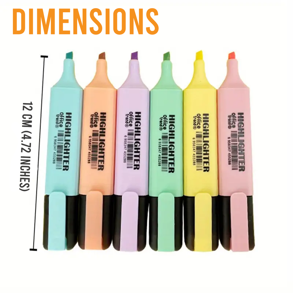 Highlighters, Chisel Tip Marker Pens, Pack of 6