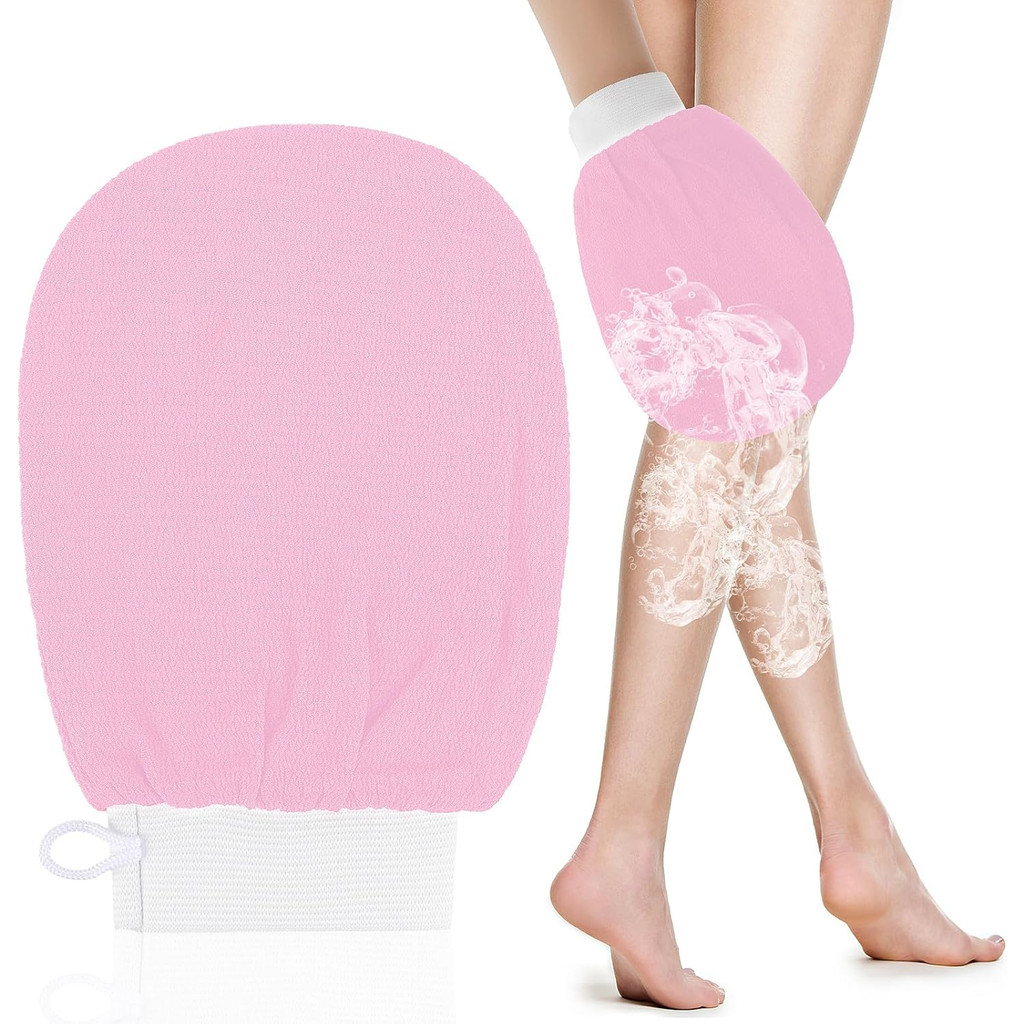 Deep Exfoliating Mitt, Viscose Fibre Scrub, Baby Pink, Pack of 1