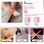 Glass Nail File with Case, Double Sided Precision Filing, Hot Pink