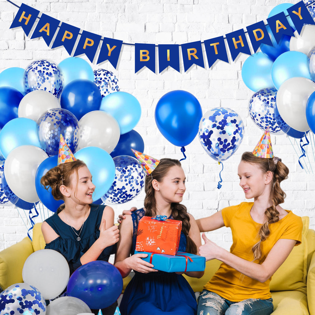 Birthday Balloon Decoration Set, Blue, 16 Balloons