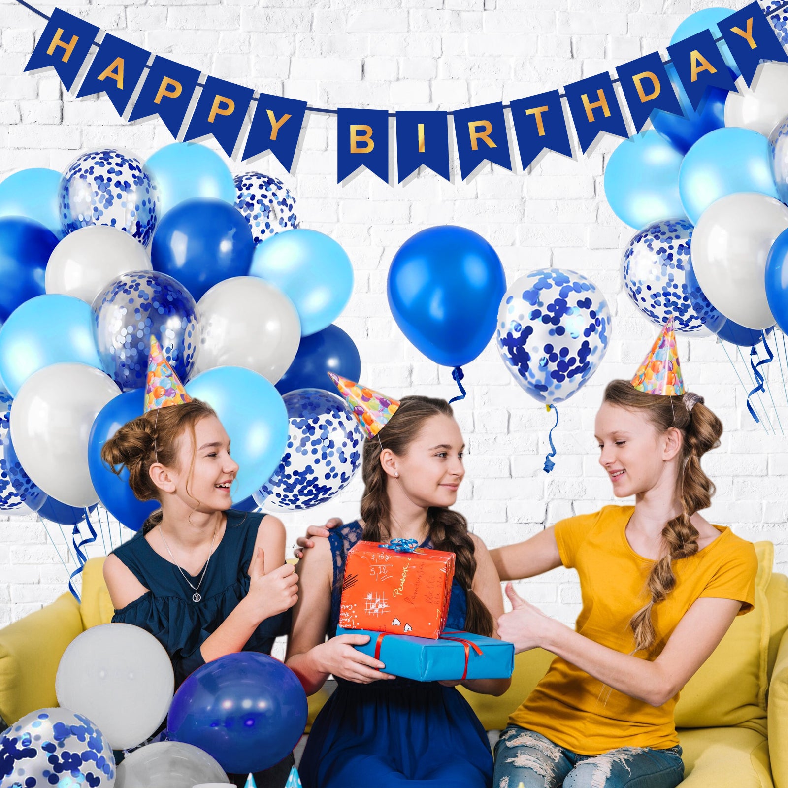 Birthday Balloon Decoration Set, Blue, 16 Balloons