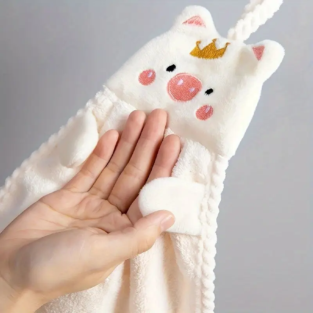 Coral Velvet Hand Towel with Hanging Loop, Soft & Absorbent, Pack of 1