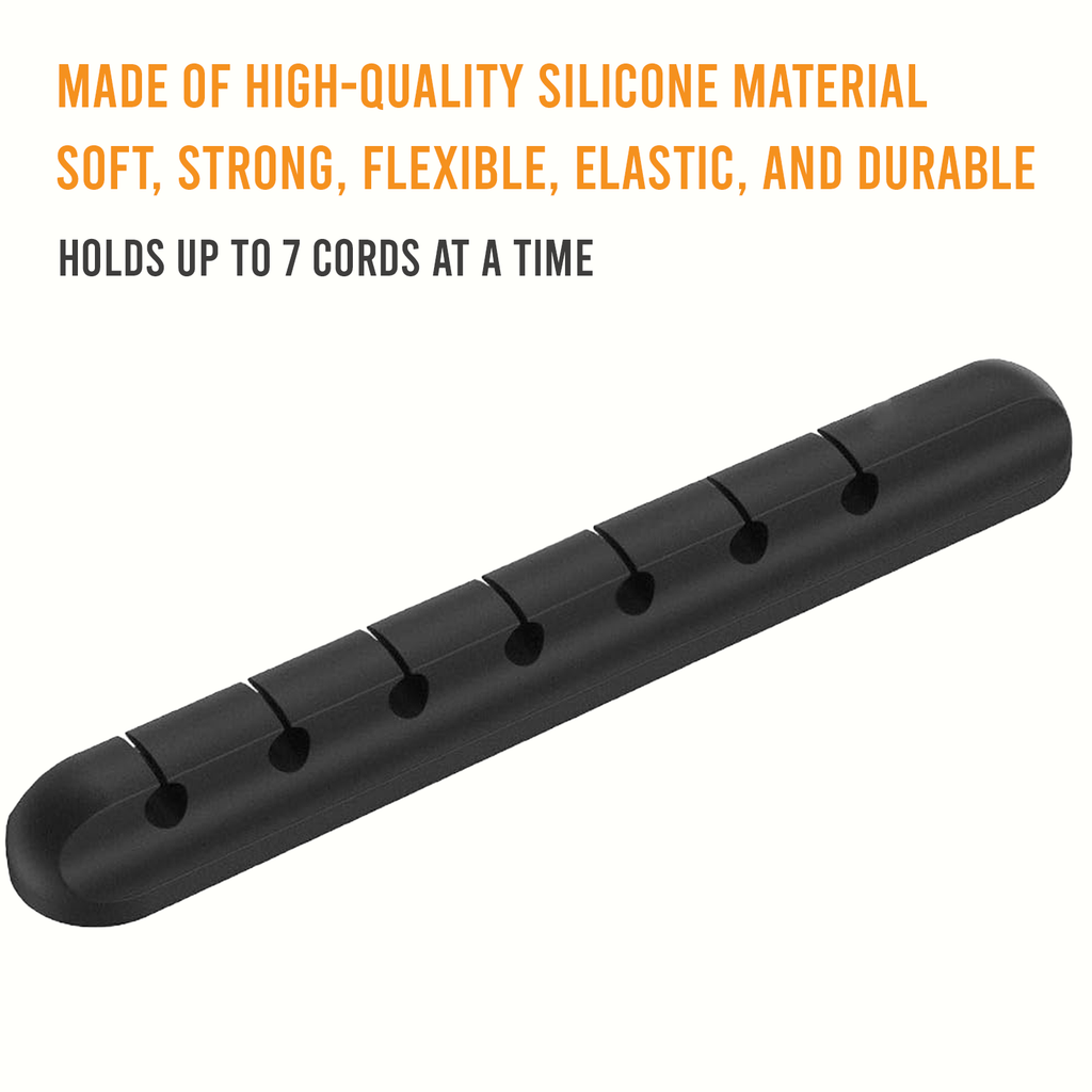 Cable Organiser, 7 Hole Self Adhesive Wire Holder, Black, Pack of 1