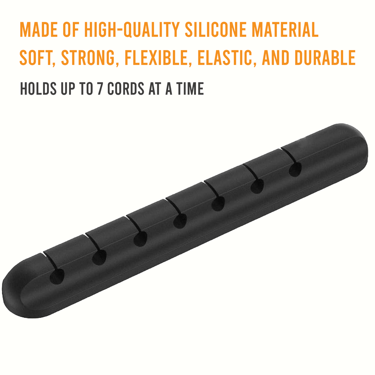 Cable Organiser, 7 Hole Self Adhesive Wire Holder, Black, Pack of 1