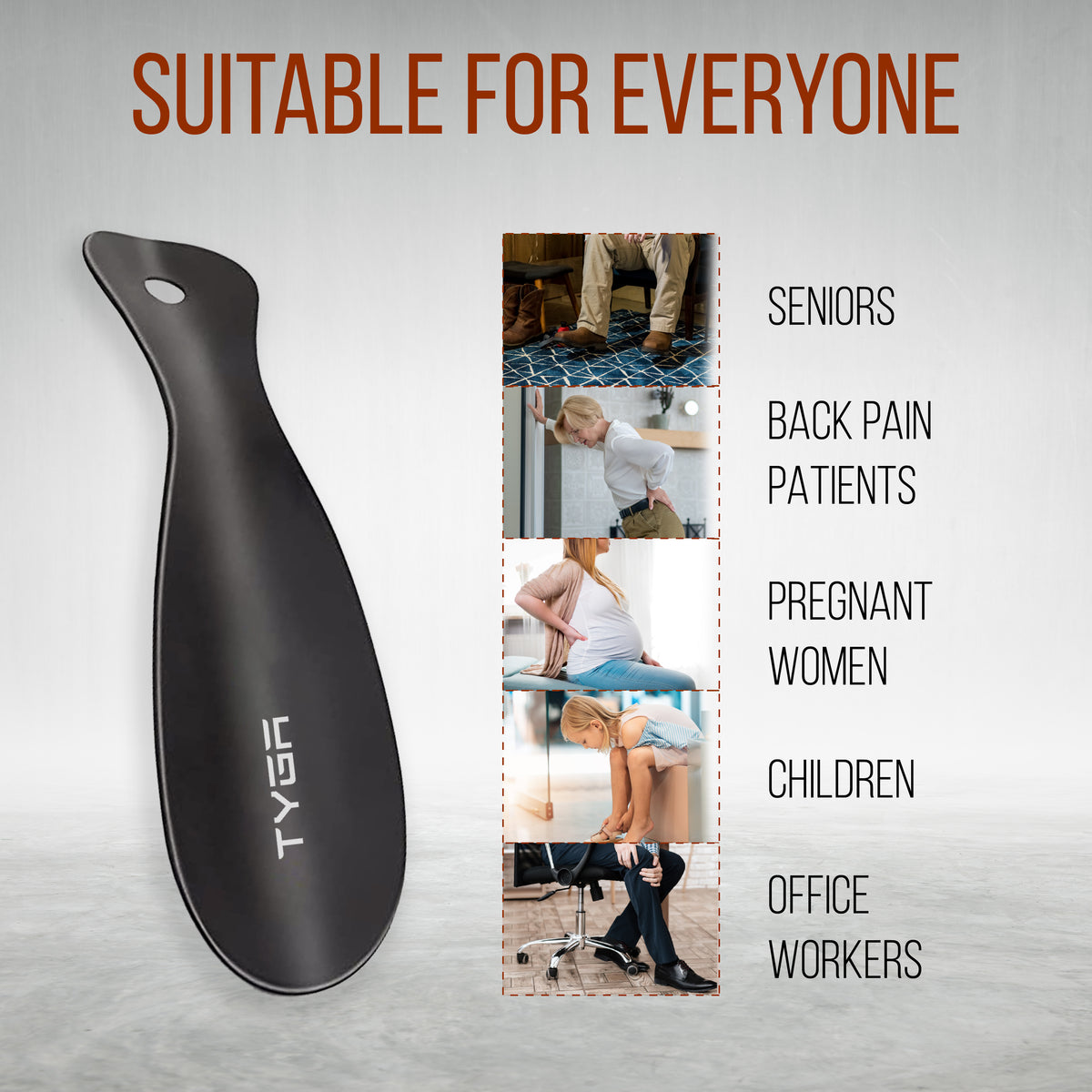 Short Metal Shoe Horn, 19cm
