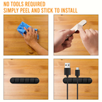Cable Organiser, 7 Hole Self Adhesive Wire Holder, Black, Pack of 1