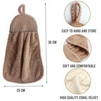 Coral Velvet Hand Towel with Hanging Loop, Soft & Absorbent, Pack of 1