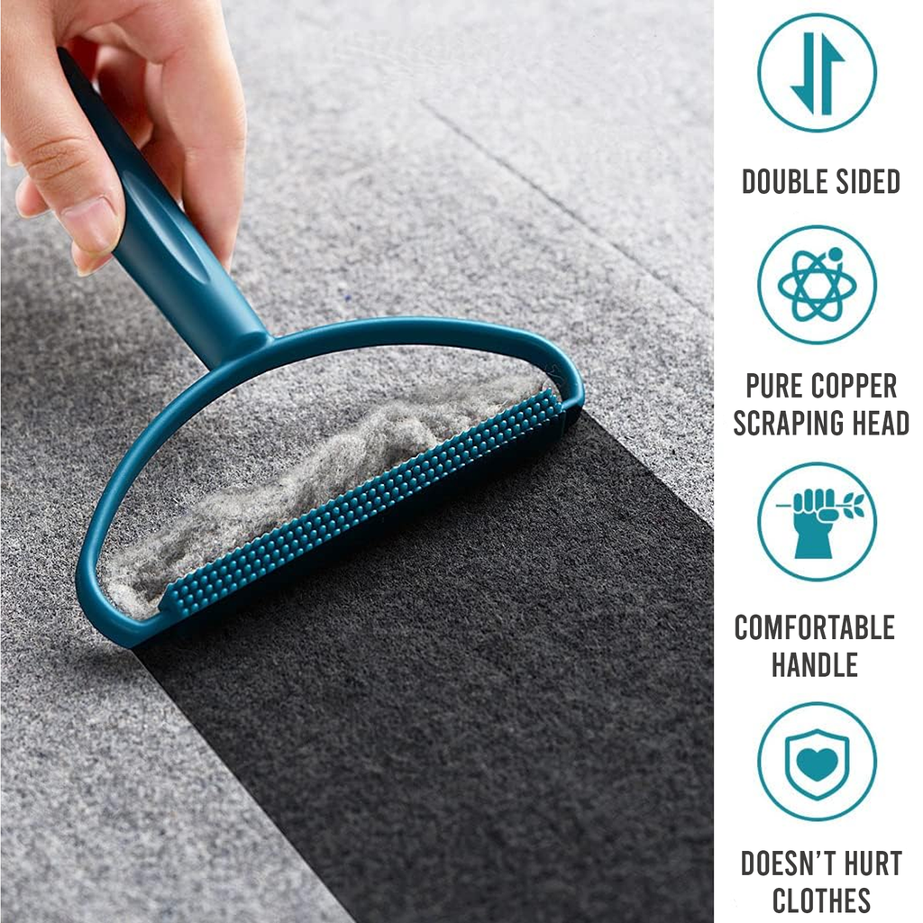 2-in-1 Pet Hair Remover, Dual Sided Fabric Scraper & Lint Brush
