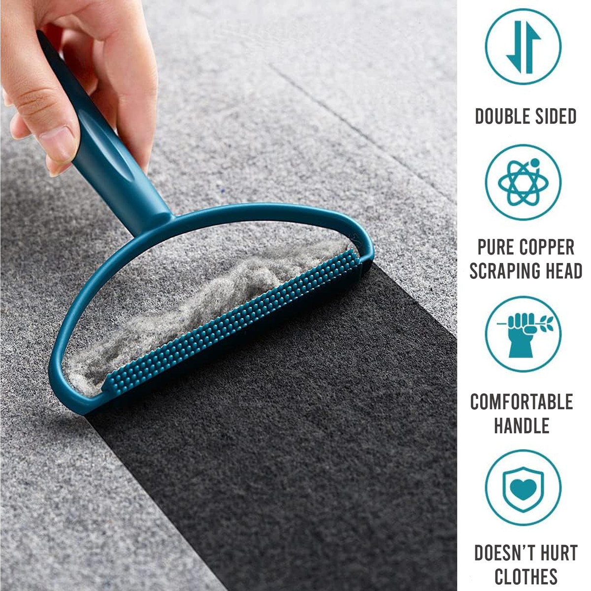 2-in-1 Pet Hair Remover, Dual Sided Fabric Scraper & Lint Brush