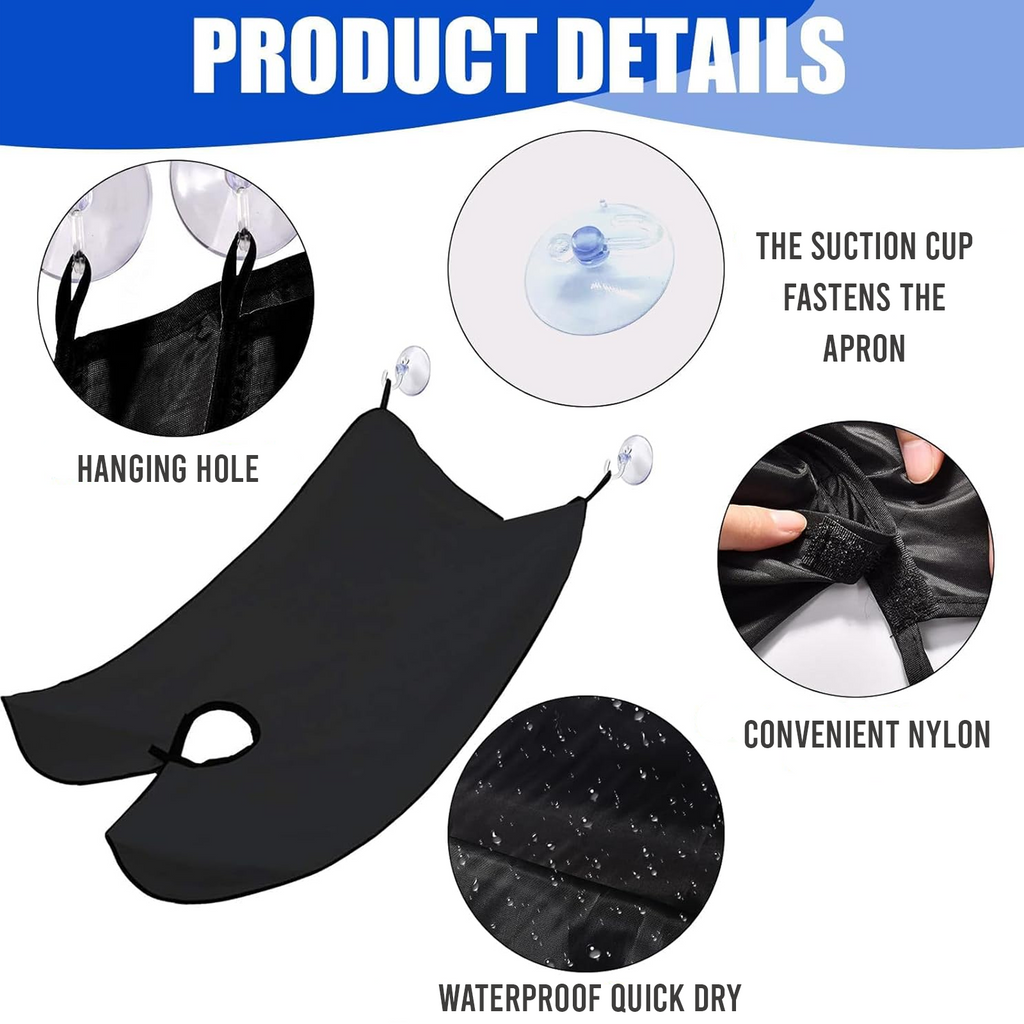 Beard Shaving Apron Cape, Waterproof Hair Catcher, Black
