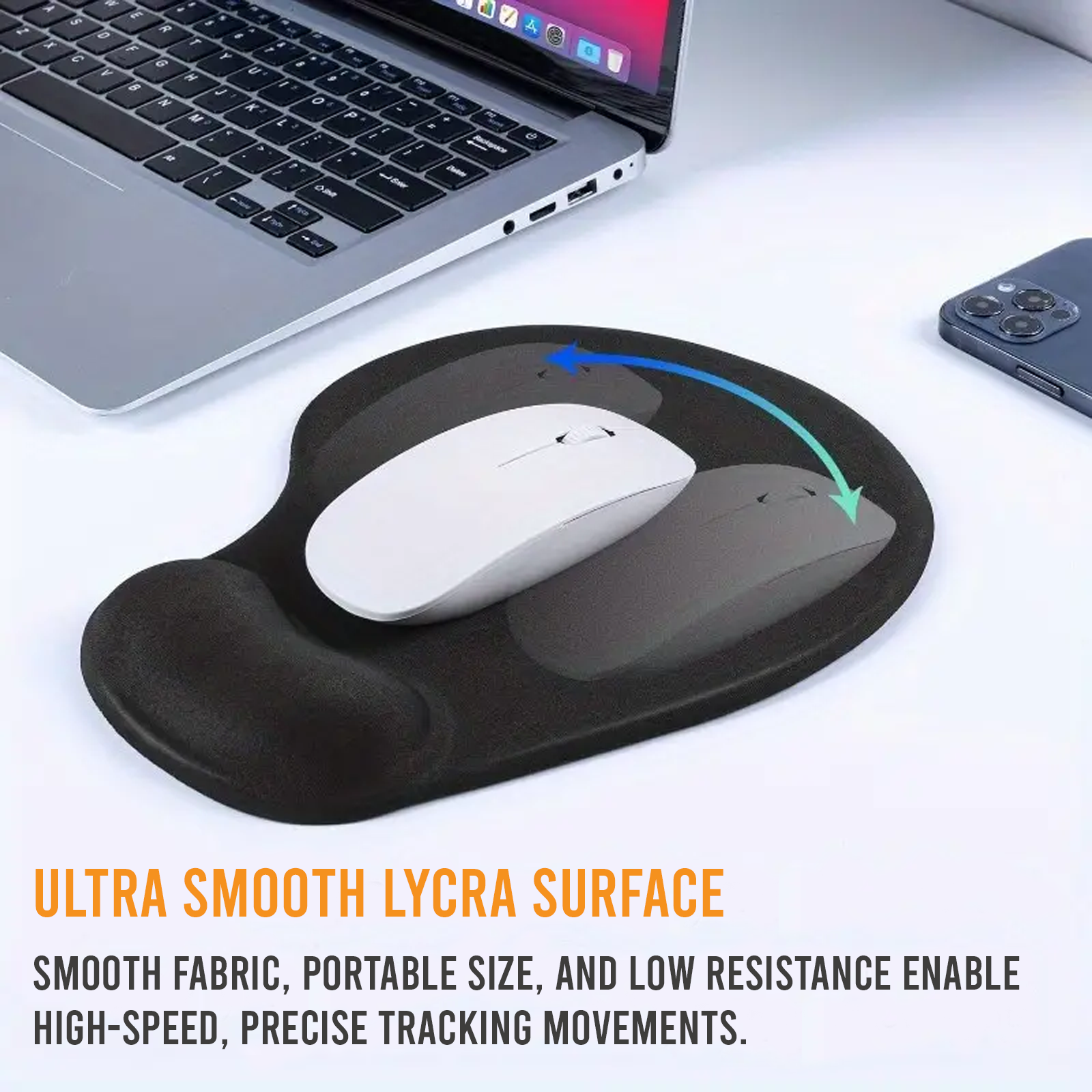 Ergonomic Mouse Pad with Wrist Support, Memory Foam Design, Black, Pack of 1